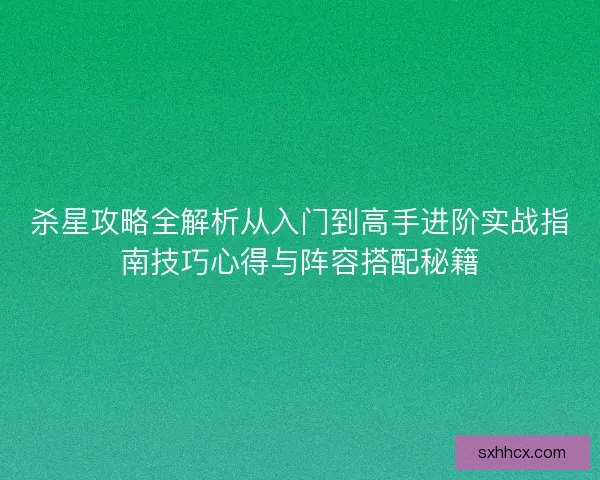 杀星攻略全解析从入门到高手进阶实战指南技巧心得与阵容搭配秘籍