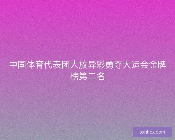 中国体育代表团大放异彩勇夺大运会金牌榜第二名