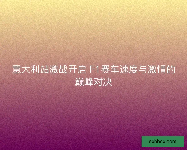 意大利站激战开启 F1赛车速度与激情的巅峰对决