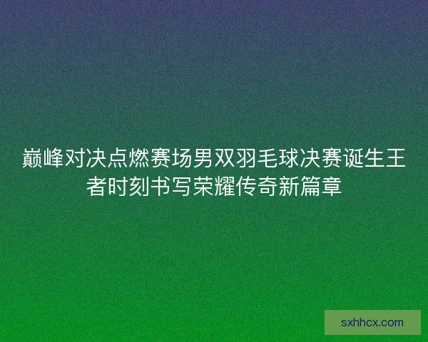 巅峰对决点燃赛场男双羽毛球决赛诞生王者时刻书写荣耀传奇新篇章