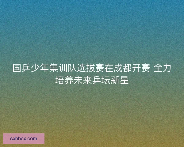 国乒少年集训队选拔赛在成都开赛 全力培养未来乒坛新星